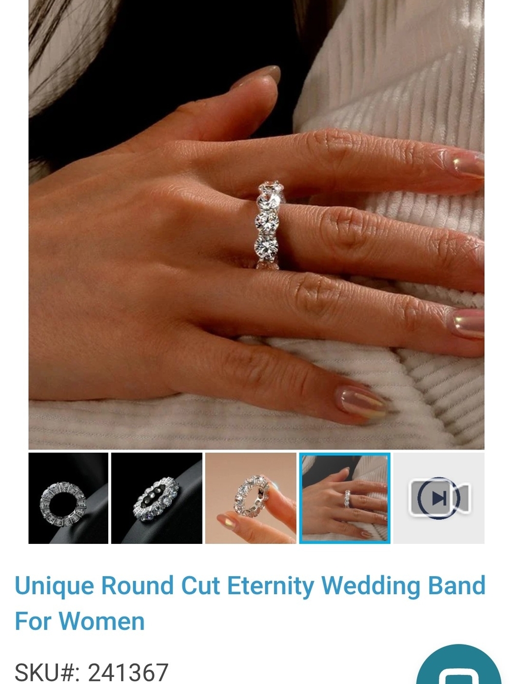 Round-Cut Eternity Band Ring in Silver - Women